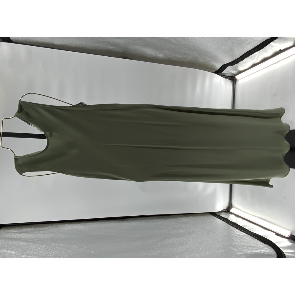 Quince Women's Washable Stretch Silk Tank Midi Dress Moss Green M.